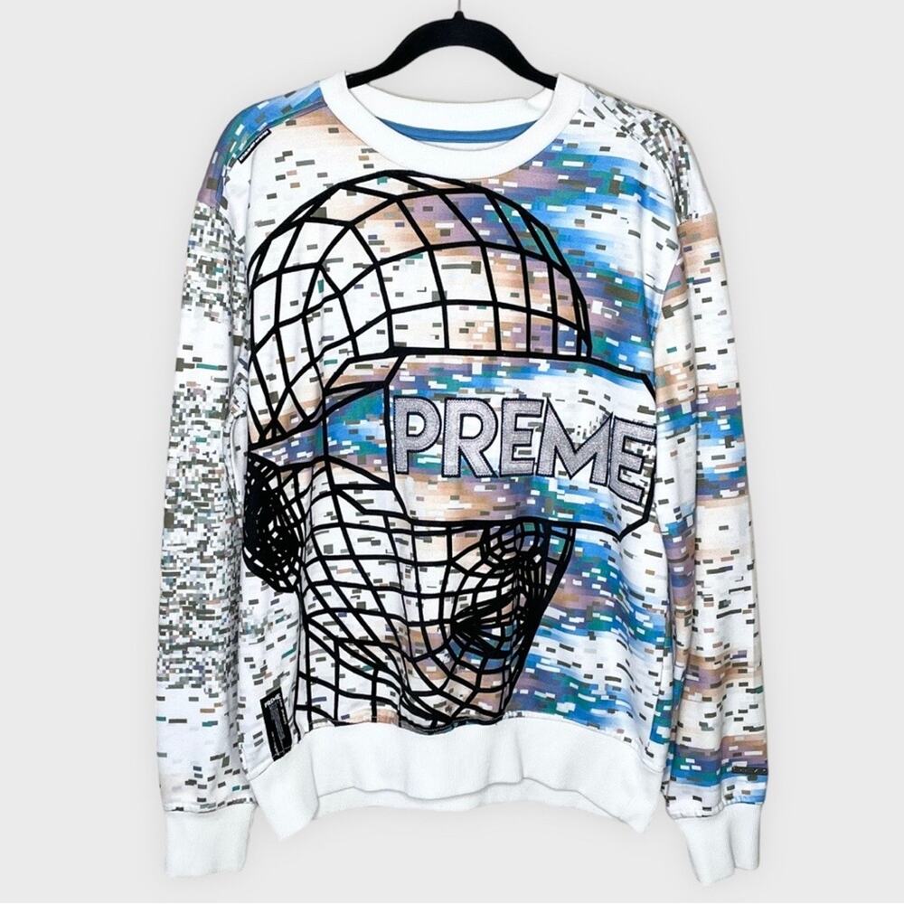 PREME appliqué colorful globe graphic hoodie men’s size large